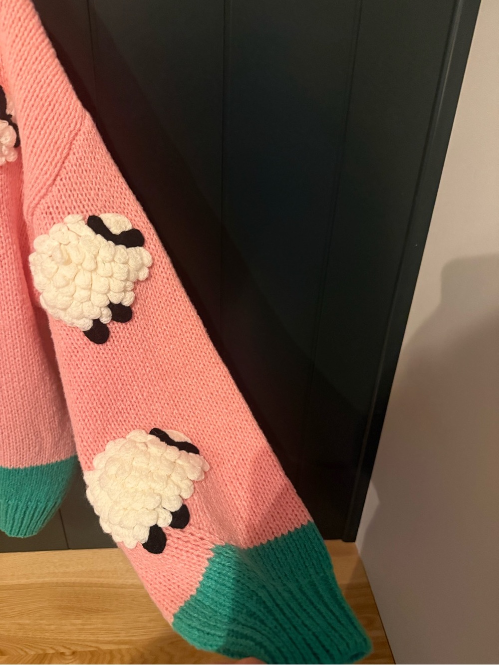 🐑 Dreamers by Debut Pink Counting Sheep Knit Cardigan Sweater 🐑 - Picture 3 of 8